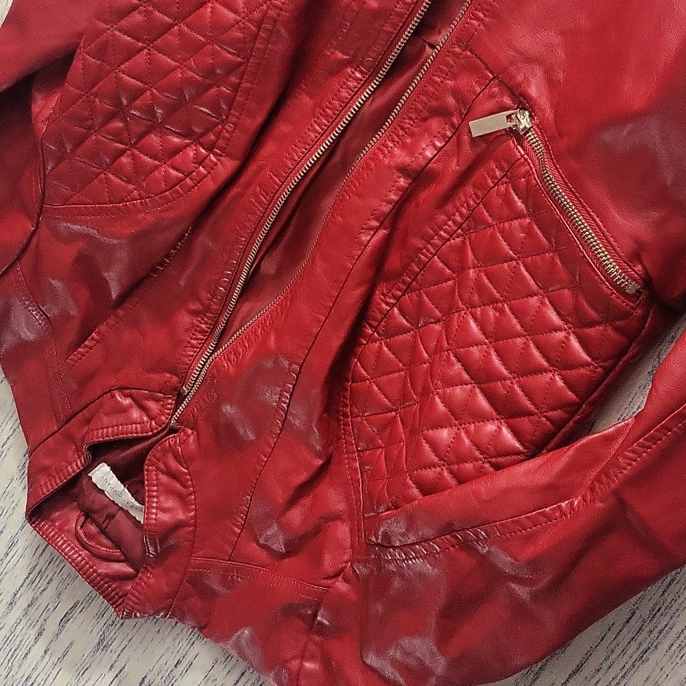 Red Faux Leather Jacket